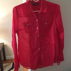 Express sheer linen button down